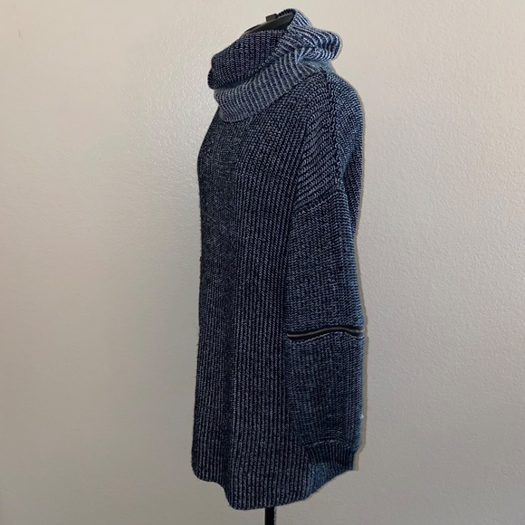 Rumor Oversized Gray Cowl Neck Sweater Zip Elbow Tunic Top Long Sleeve M - Picture 6 of 16